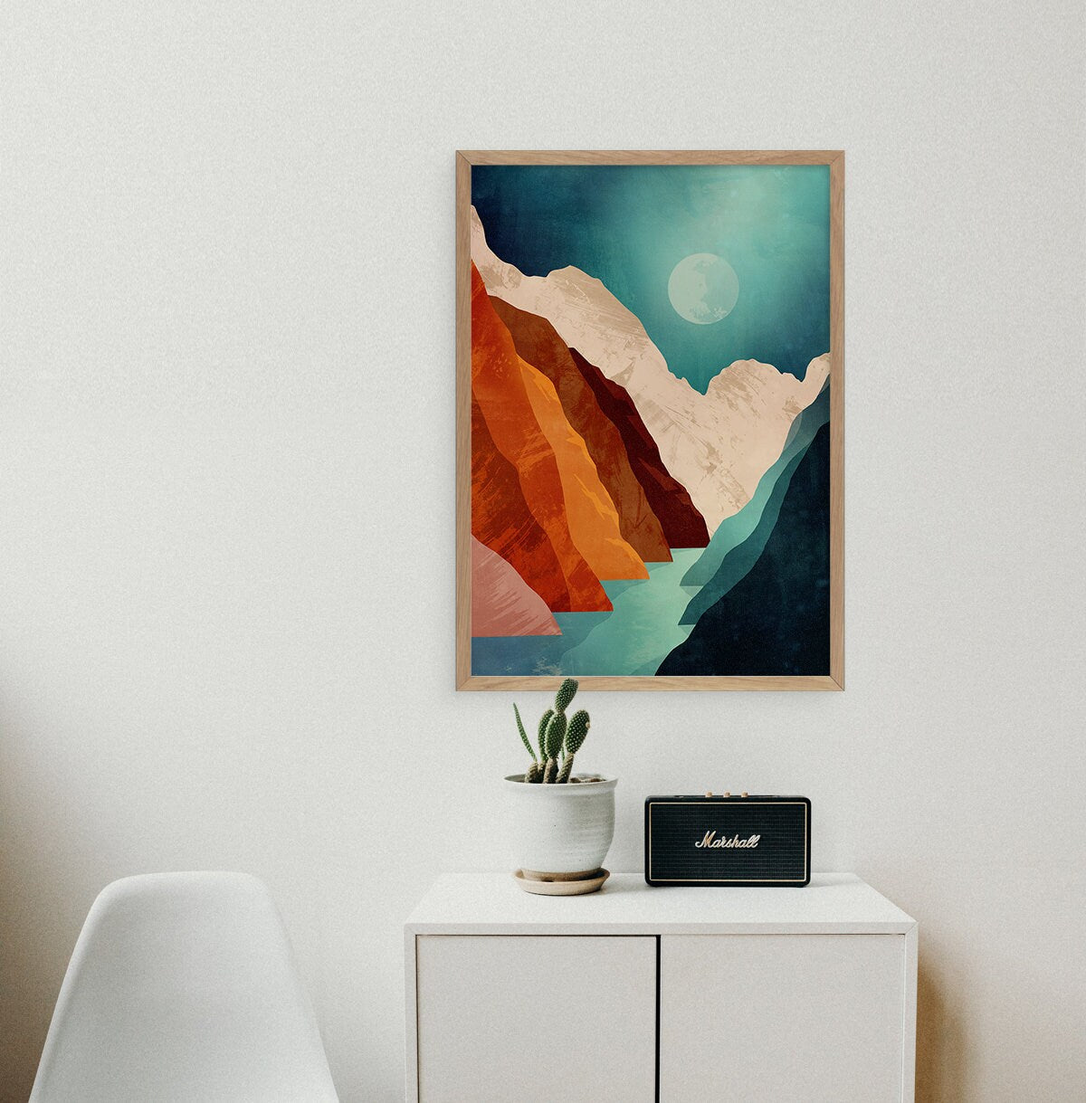 Autumn Canyon Art Print | Moonlit Mountain Landscape Wall Art