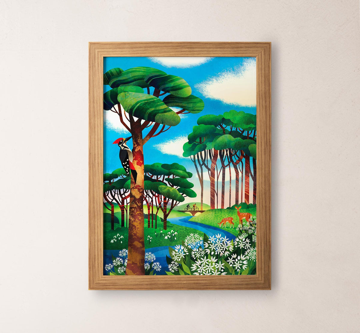 Cycling Couple Art Print | Gree Forest Illustration