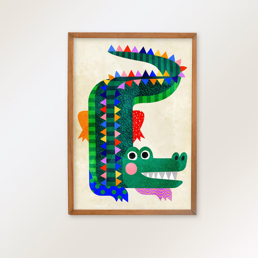 Crocodile Art Print | Colorful Kids Room Illustration Wall Art