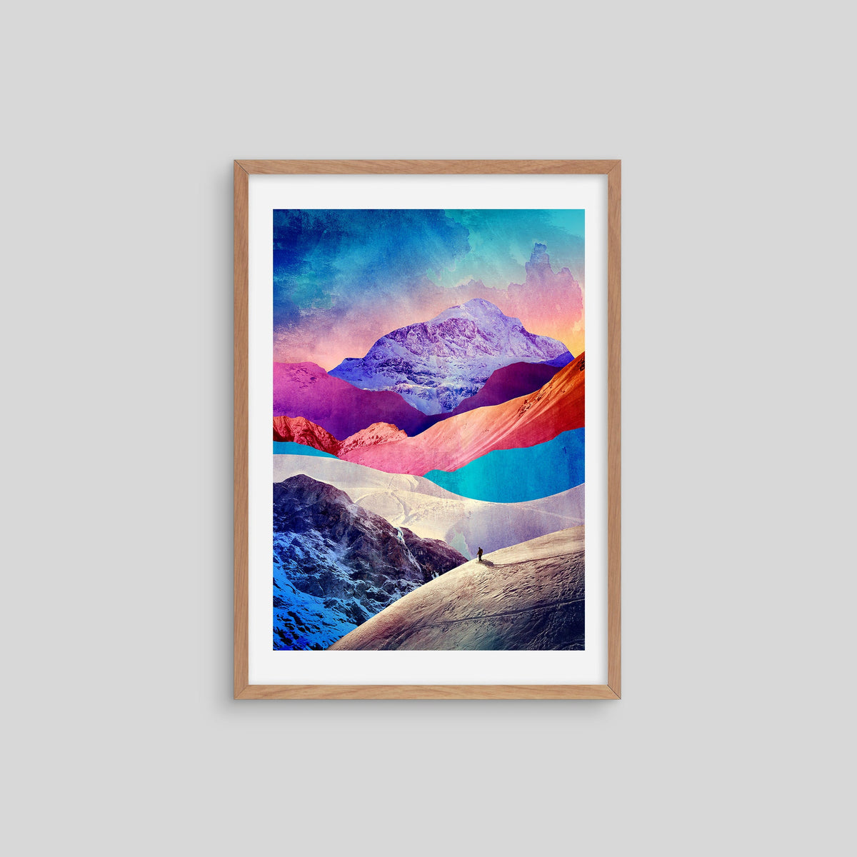 Winter Mountain Landscape Art Print | Colorful Snow Scene Wall Art