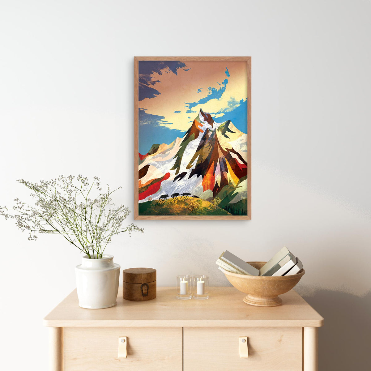 Wolf Pack Art Print | Wolves in the Mountains Wildlife Wall Art
