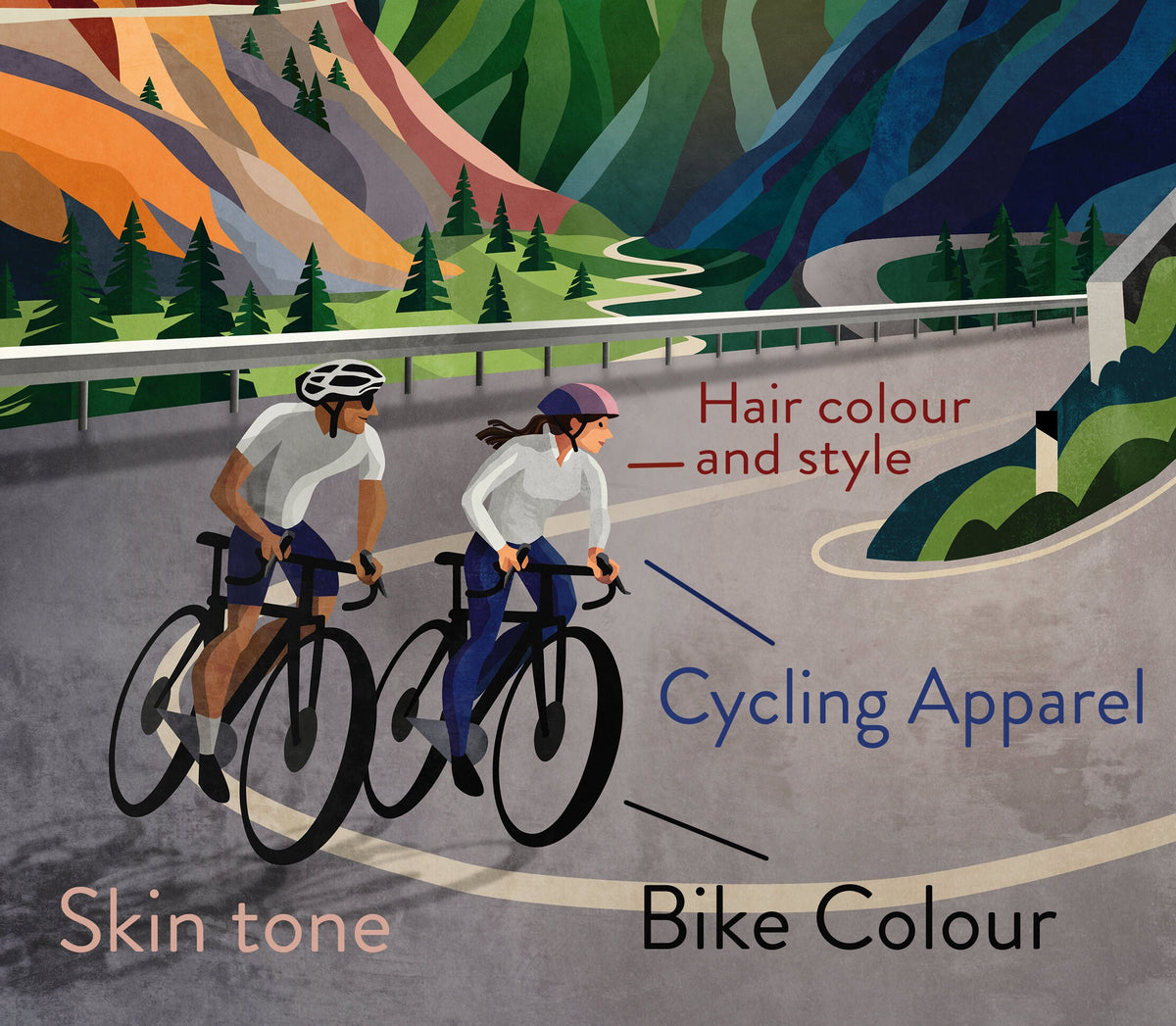 Personalized Cycling Art Print | Custom Riders Illustration