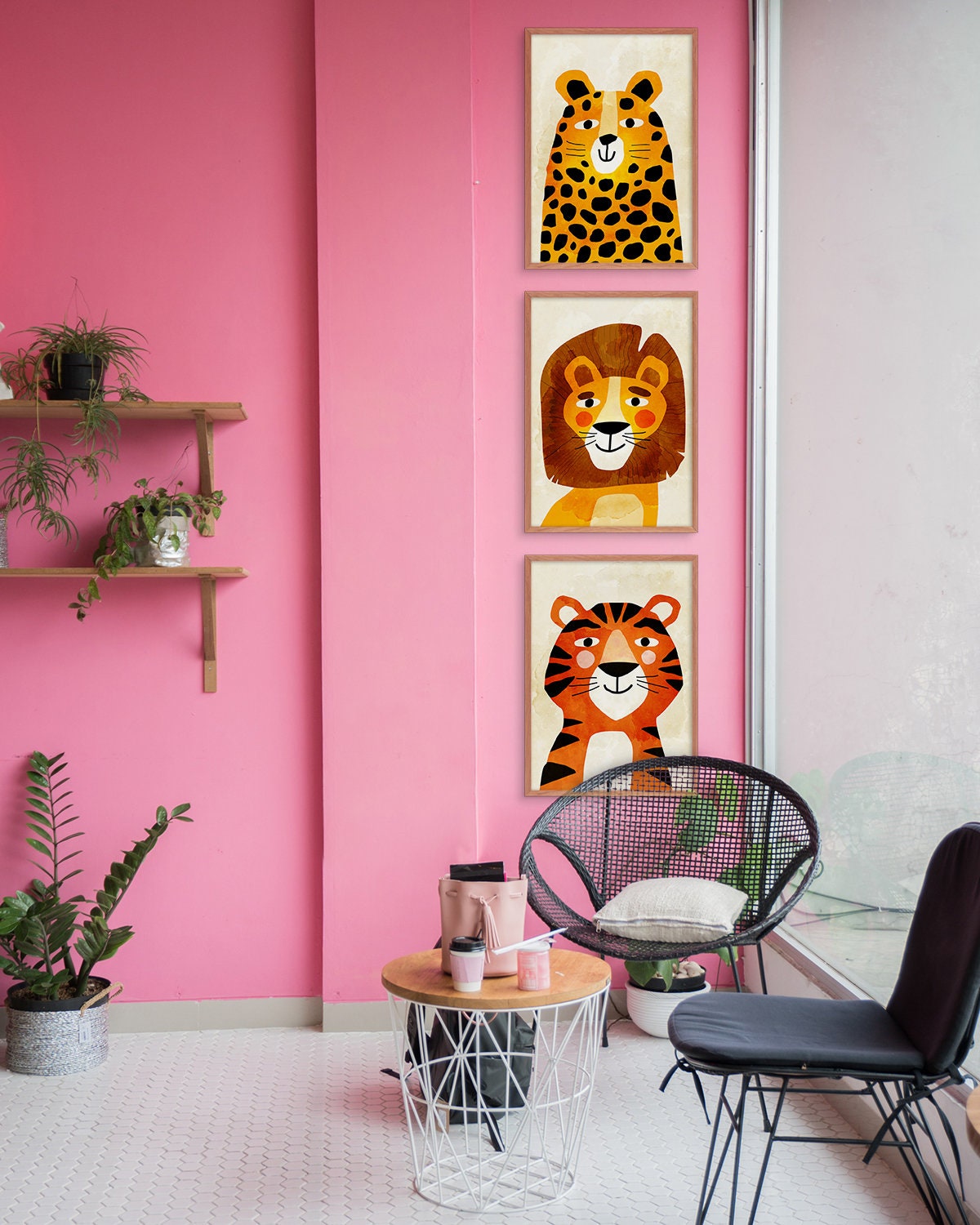 Nursery Art Prints Set of 3 | Lion Tiger Cheetah Wall Art