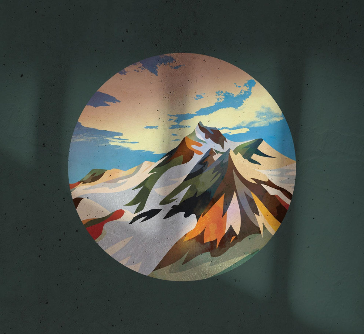 Mighty Mountain Wall Decal | Round Removable Self-Adhesive Wall Sticker