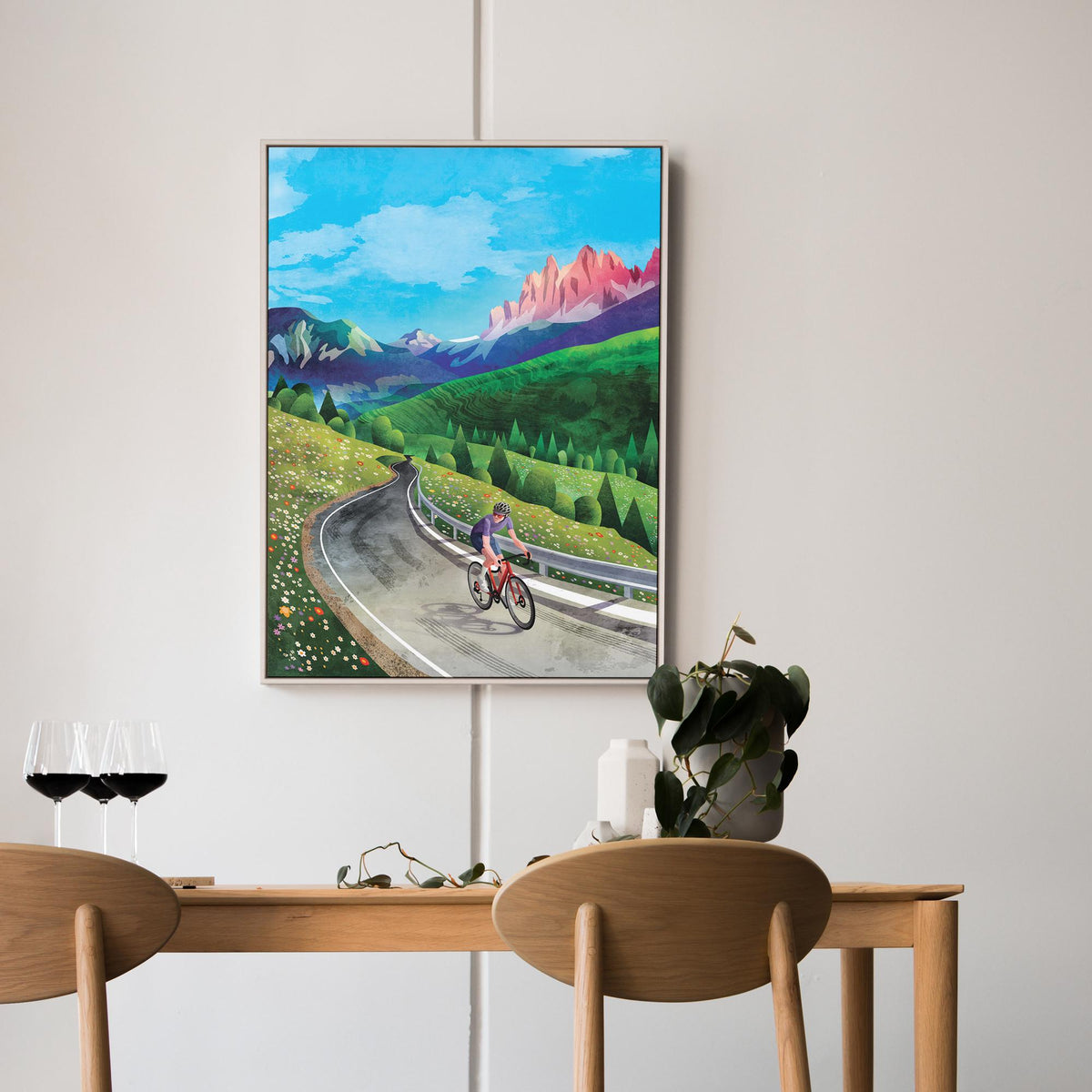 Cycling Art Print | High Mountain Pass Road Cyclist Wall Art