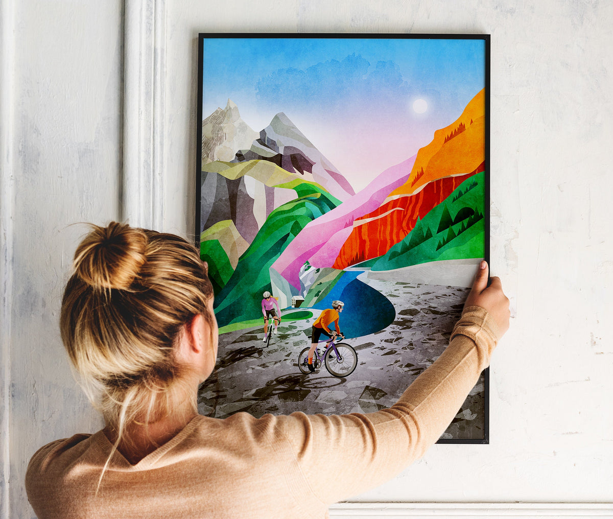 Alpine Switchback Cycling Art Print | Mountain Landscape