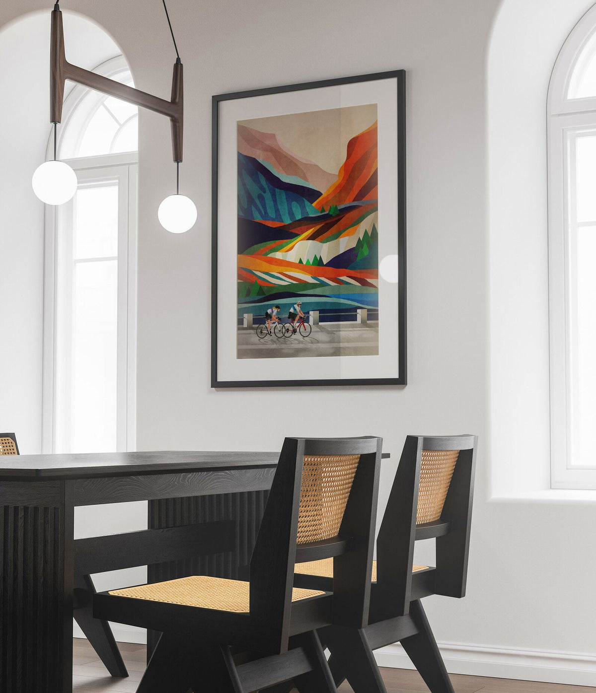 Cycling Couple Art Print | Mountain Adventure Bicycle Wall Art